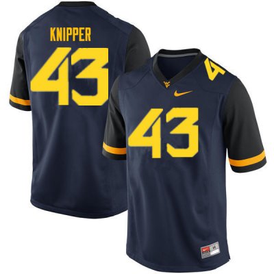 Men's West Virginia Mountaineers NCAA #43 Jackson Knipper Navy Authentic Nike Stitched College Football Jersey WM15H10BF